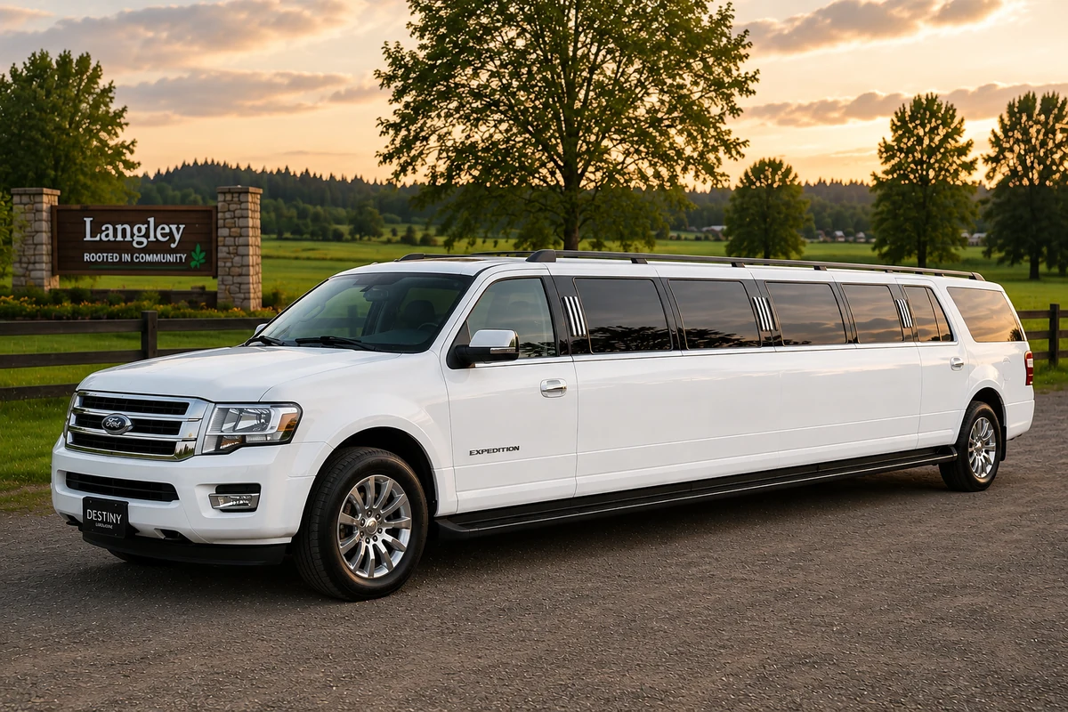 Black Ford Expedition stretch SUV limousine serving Langley