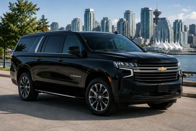Black luxury SUV for Langley airport transportation